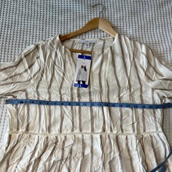 Women's Large NWT GranolaGirl Peplum Blouse Light Weight Stripes - Picture 6 of 8